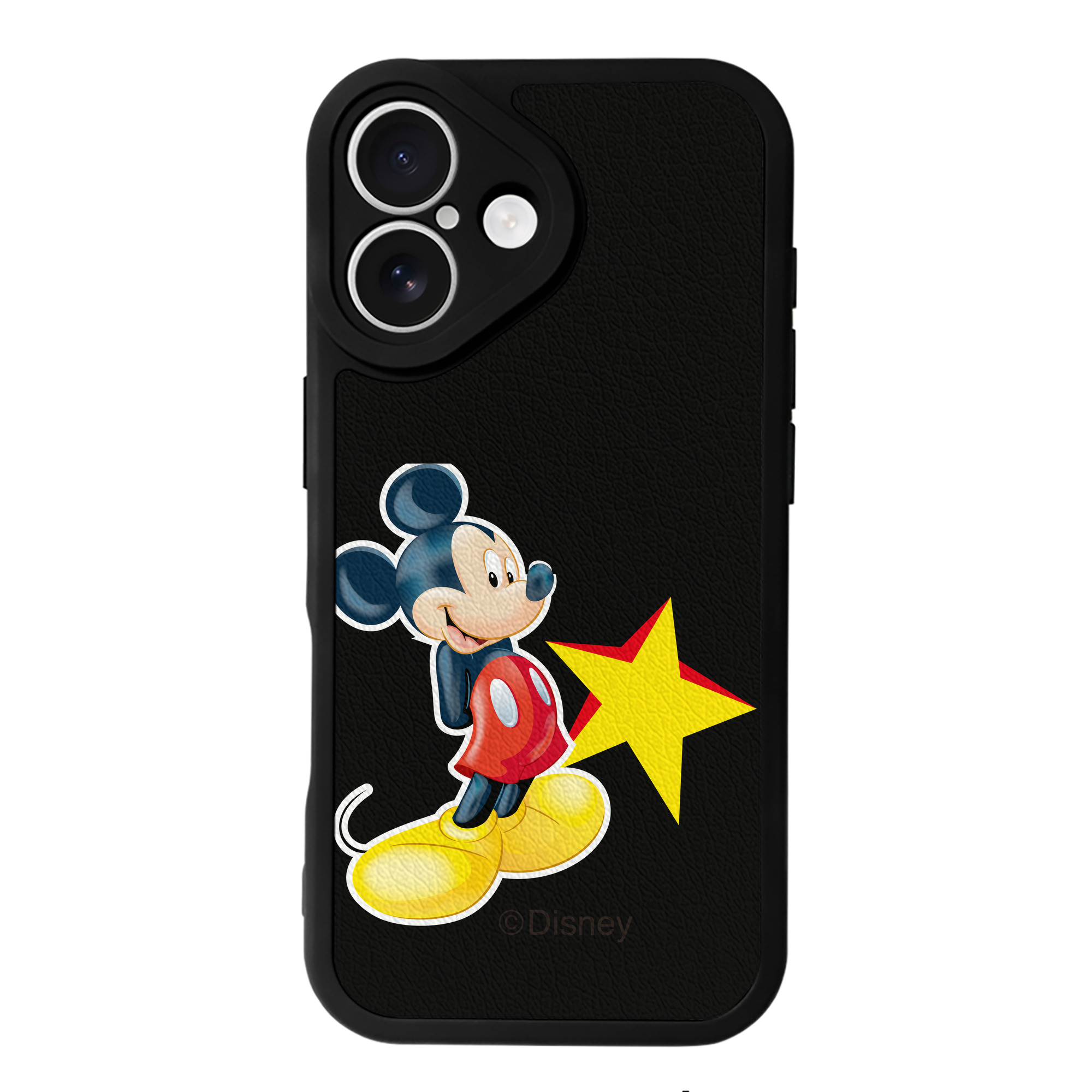 （画像用） ミッキーマウス Mickey Mouse 【iPhone 16シリーズ対応】シリコンスマホケース（レザー調） 材質：シリコン
